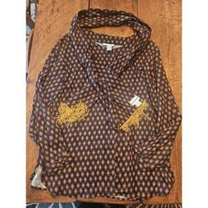 Suburbans Women's Geometric Print Blouse Size 12 And Matching Scarf